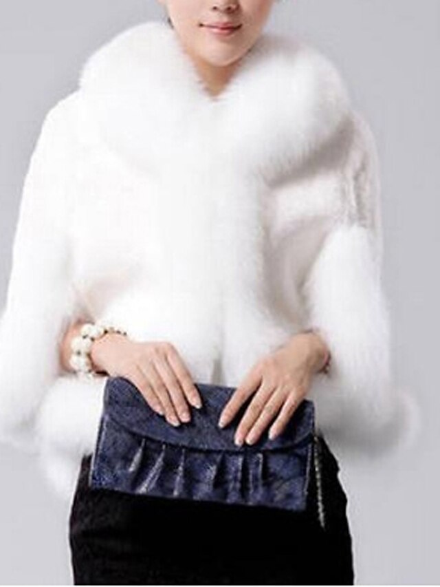  Women's  Fox Collars Acura Rabbit Fur Shawl Fur Coat
