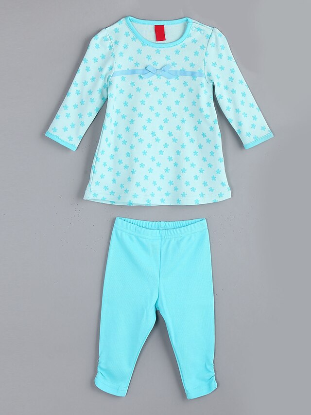  Casual / Daily Floral Cotton Clothing Set Blue