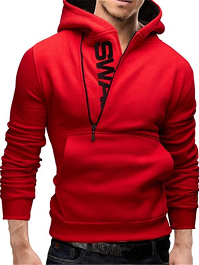  Men's Plus Size Hoodie Graphic Text Letter Daily Sports Weekend Active Casual Hoodies Sweatshirts  Long Sleeve Black Red Blue / Spring / Fall / Winter