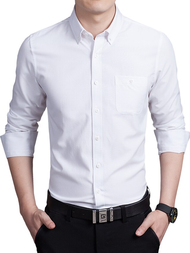  мужская рубашка классическая рубашка однотонный воротник рубашки винно-белый черный серый розово-розовый с длинным рукавом большие размеры на каждый день тонкие топы деловые / осень