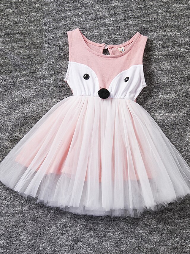  Little Girls' Dress Print Casual / Daily Pink Short Sleeves Dresses Summer