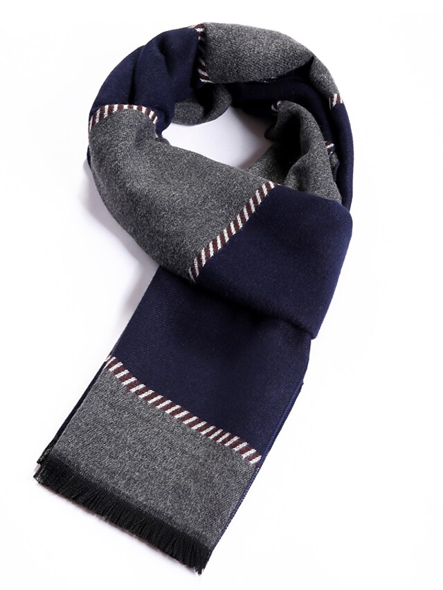  Men's Wool Blend Scarf Work / Casual / Calassic Scarf with Gray Color