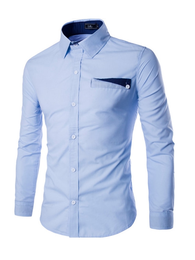  男性用 シャツ シンプル スタンドカラー カラーブロック コットン / 長袖
