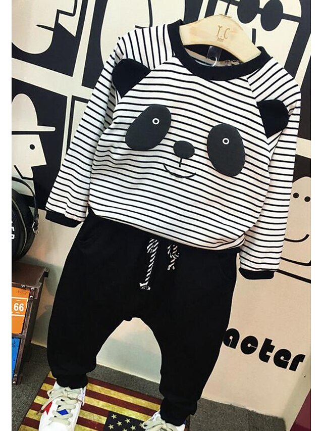  Boys' Stripes Casual / Daily Striped Long Sleeve Long Clothing Set White