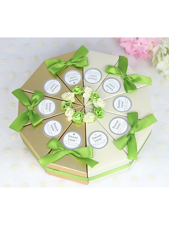  Cylinder Card Paper Favor Holder with Bowknot / Ribbons / Flower Favor Boxes - 10