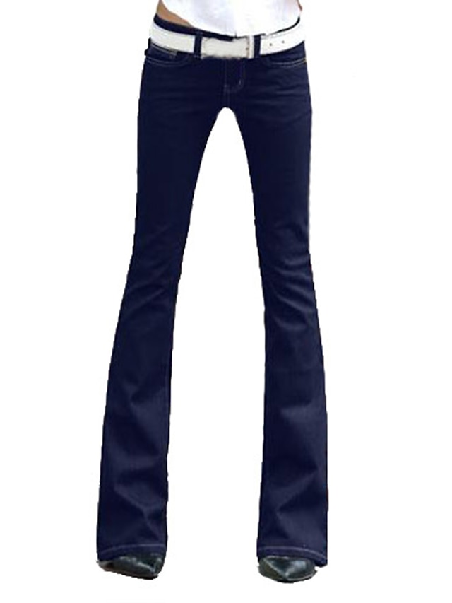  Women's Simple Maternity Casual / Daily Cotton Wide Leg Jeans Pants - Solid Colored Blue 26 / 27 / 28