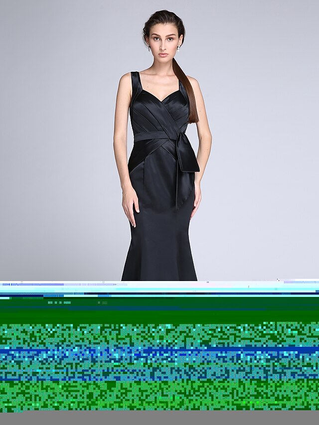  Syrena Elegancja Kolacja oficjalna Sukienka Paski Bez rękawów Sięgająca podłoża Satyna z Drapowania boczna 2021