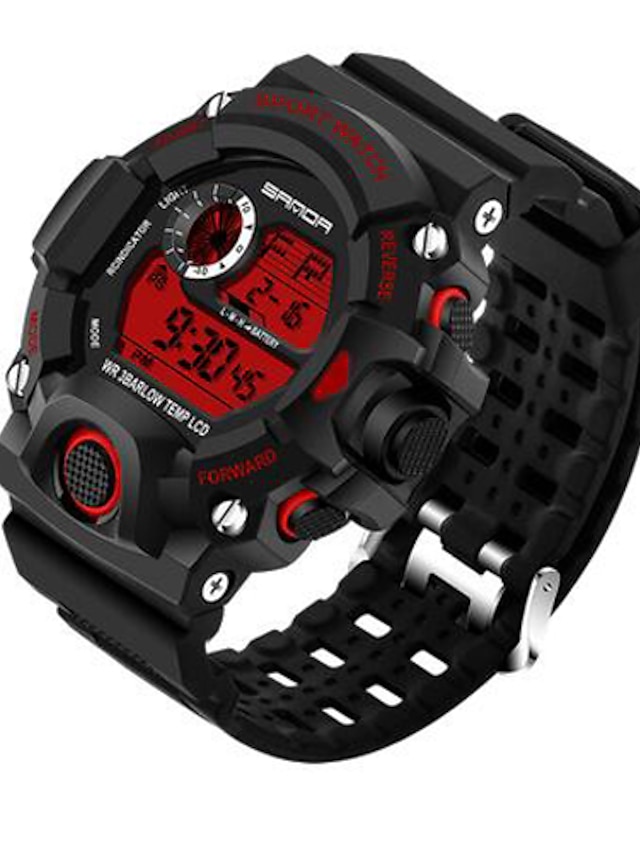  SANDA Férfi Sportos óra Intelligens Watch Karóra Digitális Japán kvarc Luxus Vízálló Digitális Fekete Piros Vadászzöld / Rozsdamentes acél / Szilikon / Egy év / Kronográf / LED