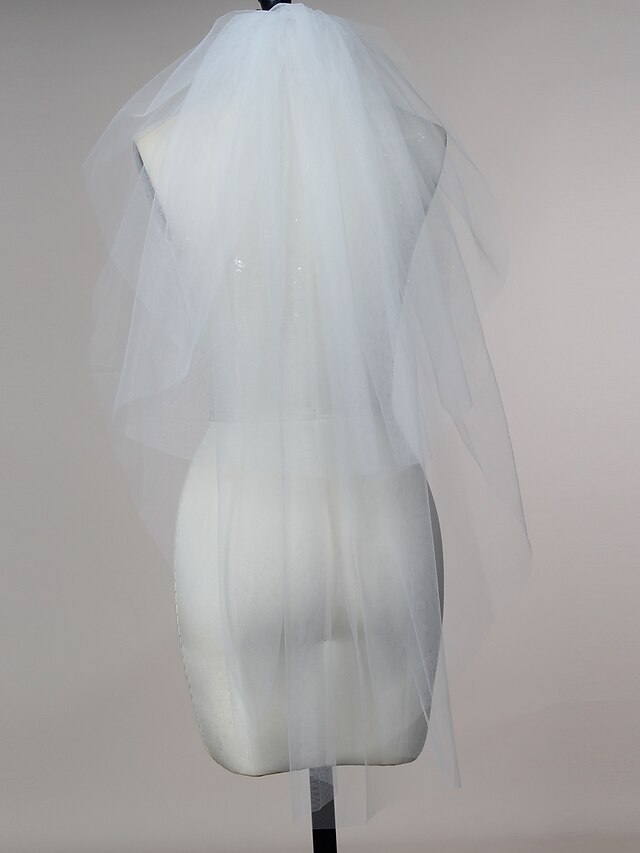  Two-tier Cut Edge Wedding Veil Elbow Veils / Fingertip Veils with Tulle / Classic