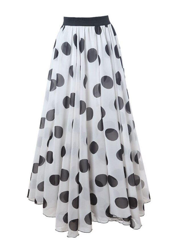  Women's Beach Going out Daily Asymmetrical Skirts Swing Polka Dot Fall