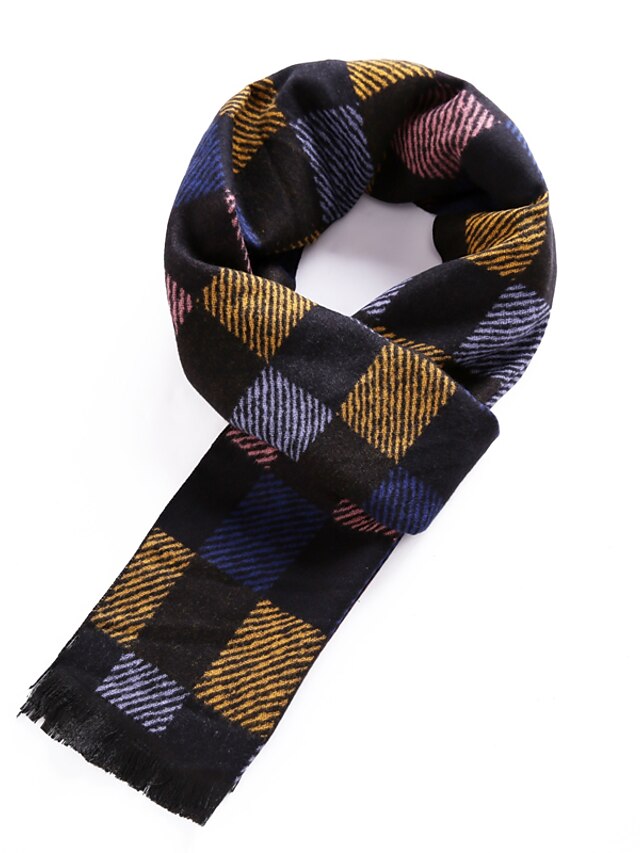  Men's Wool Blend Scarf Work/Casual/Calassic Scarf Nature and Warm with Black Color