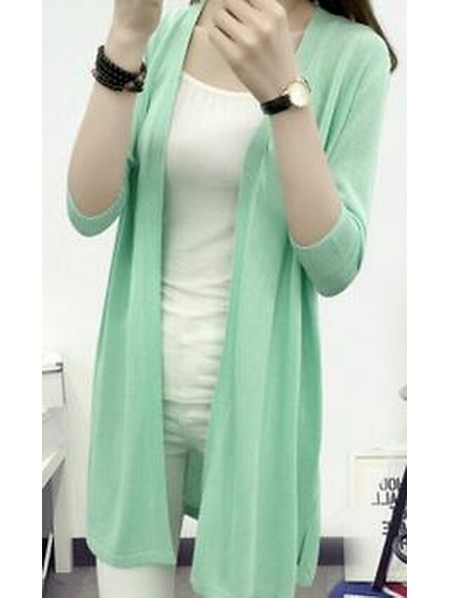  Women's Going out Vintage Long Sleeve Cotton Cardigan - Solid Colored Halter Neck / Spring