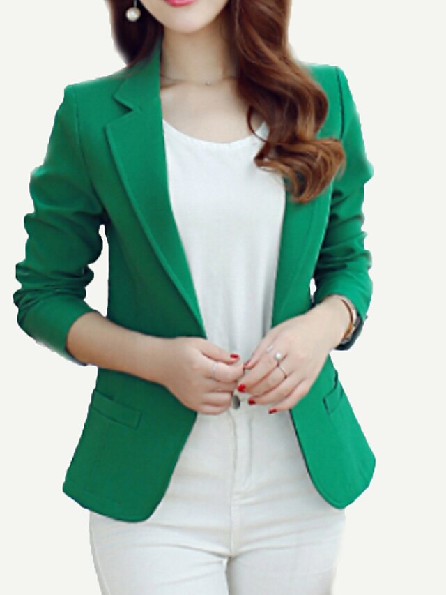  Women's Work Simple Casual Blazer-Solid Colored / Spring / Fall