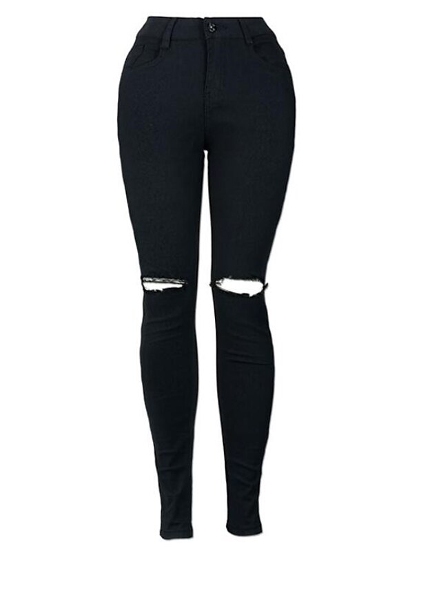  Street chic Daily Skinny Skinny / Jeans Pants - Solid Colored Winter Black S M L / Sexy