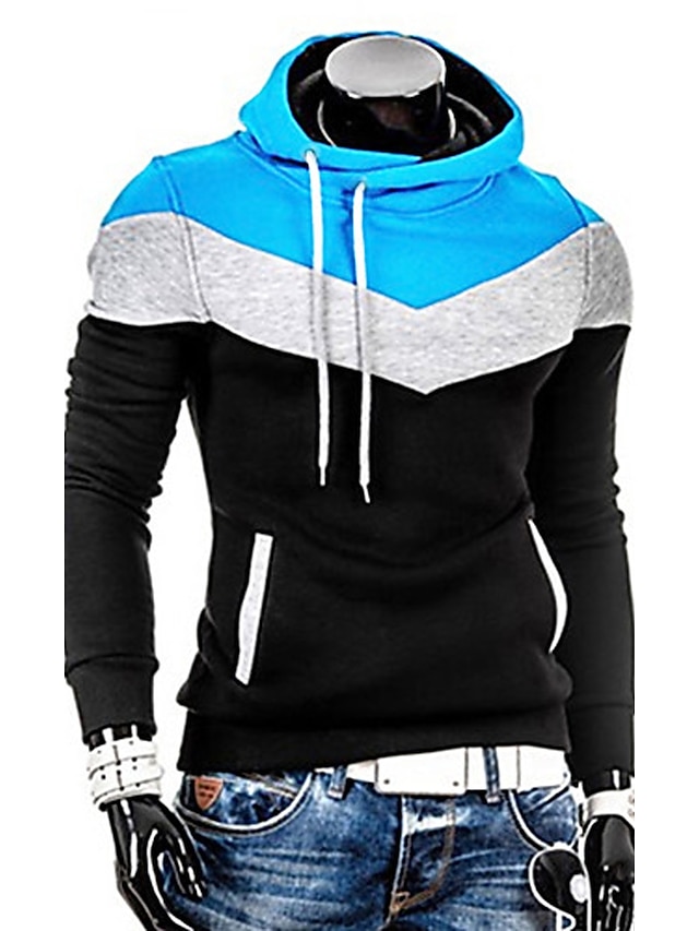 Mens Clothing Mens Hoodies & Sweatshirts | Mens Plus Size Hoodie Color Block Turtleneck Daily Sports Weekend Active Hoodies Swea