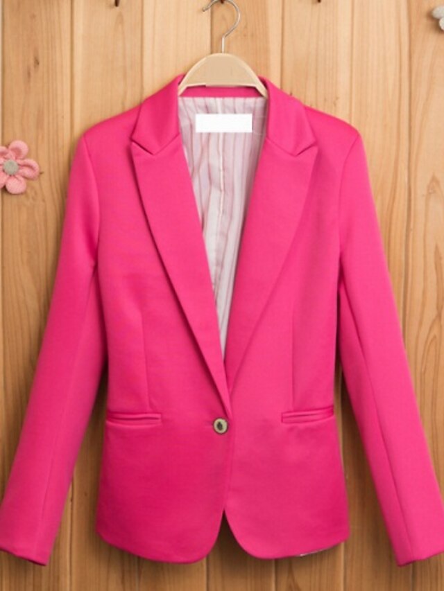  Blazer Femme-Couleur Pleine Col Carré Coton / Hiver