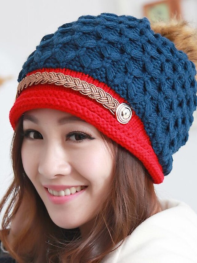  סתיו חורף צהוב אדום כחול כובע צמר טלאים סריגים פעיל בגדי ריקוד נשים