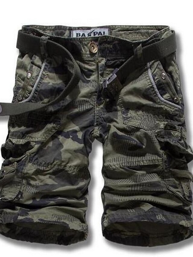  Heren Eenvoudig Medium taille Ruimvallend Micro-elastisch Chinos (zwaar katoen) BroekCamouflage