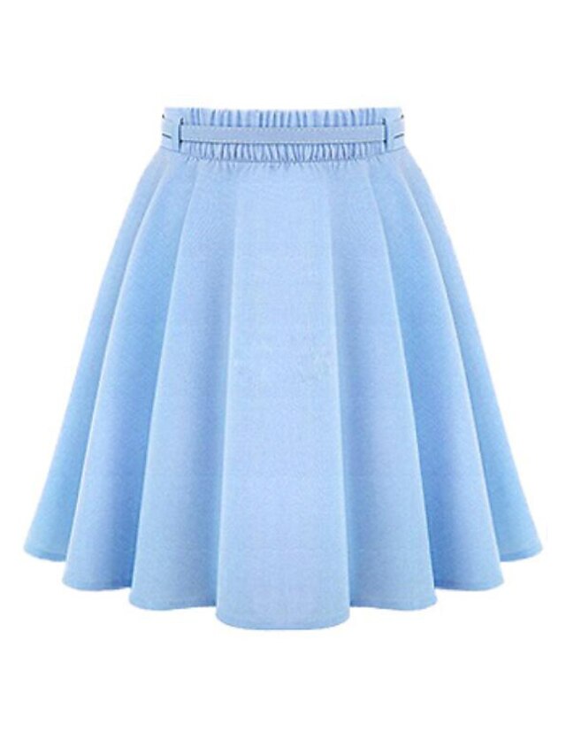  Women's Simple A Line Skirts - Solid Colored Pleated