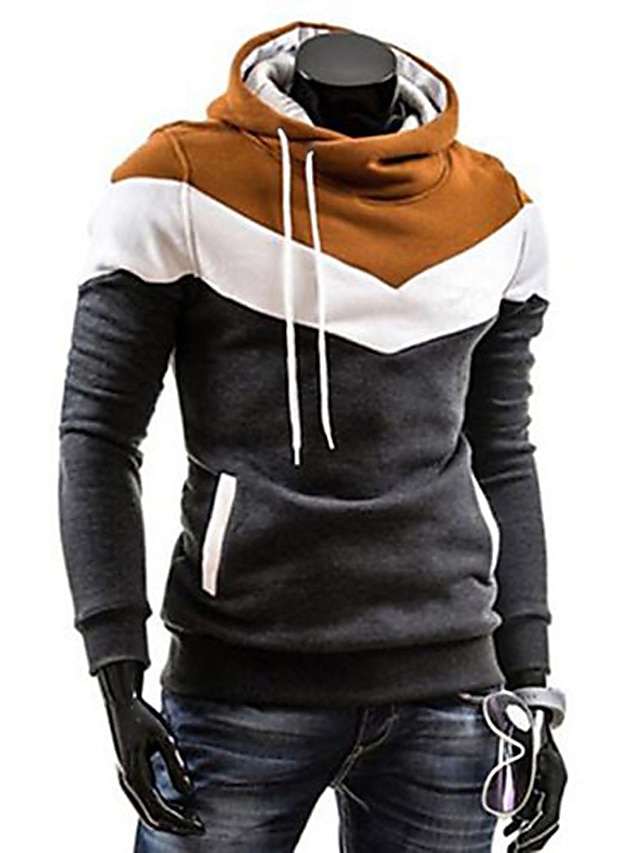 Mens Clothing Mens Hoodies & Sweatshirts | Mens Plus Size Hoodie Color Block Turtleneck Daily Sports Weekend Active Hoodies Swea