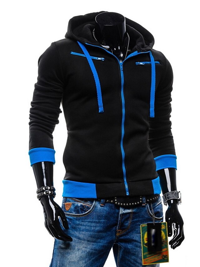  Men's Daily Sports Going out Casual Active Street chic Color Block Hooded Hoodie Jacket Regular,Long Sleeve Winter Spring Fall Cotton