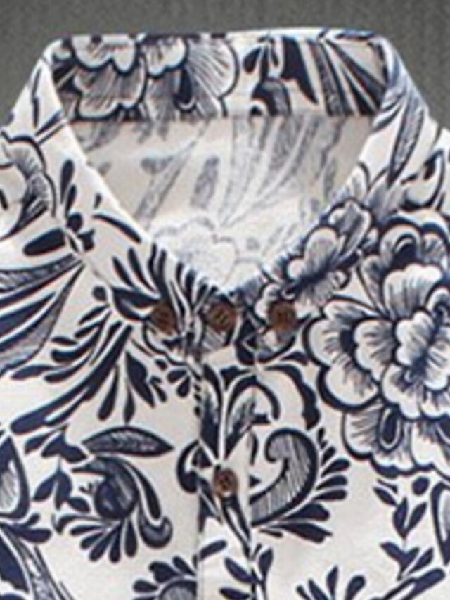  Men's Cotton Shirt - Floral / Print / Short Sleeve