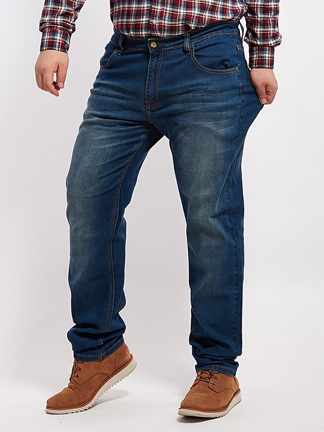  Homme Grandes Tailles Quotidien Jeans Pantalon - Couleur Pleine Coton Printemps Automne Bleu 28 29 30