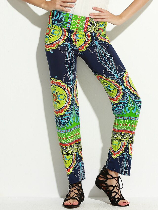  Women's Classic & Timeless Loose Pants - Multi Color Reactive Print Classic Style Screen Color