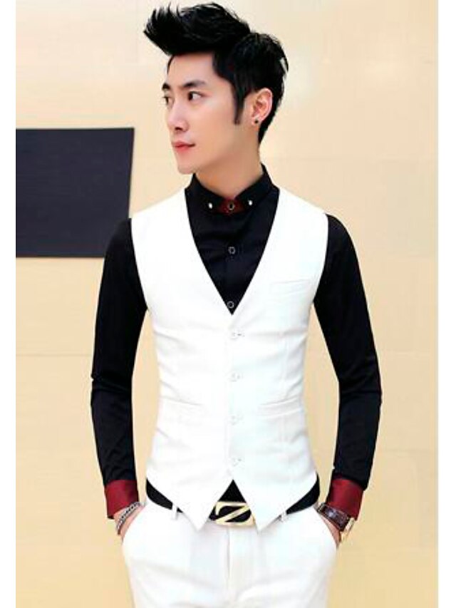  Men's Party Simple Boho Vest-Solid Colored / Sleeveless