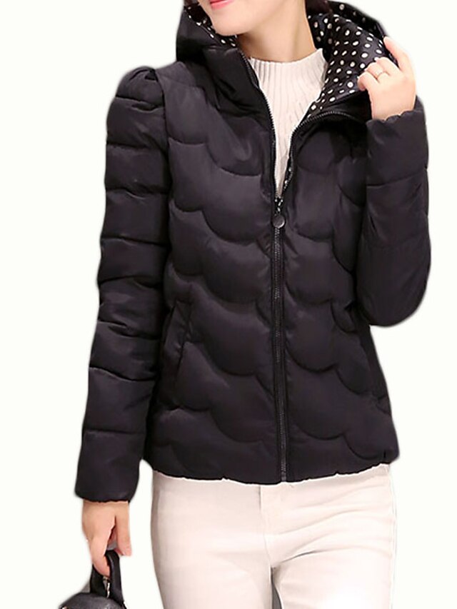  Nagy méretek Egyszerű Kabát-Női Egyszínű Szokványos Sportos kabátok Pamut Szürke kacsapehely Kapucni Hosszú ujj