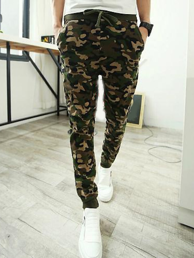  Heren Actief / Militair Slank Recht  / Actief / Slank Broek - camouflage Groen L / Sport / Lente / Weekend