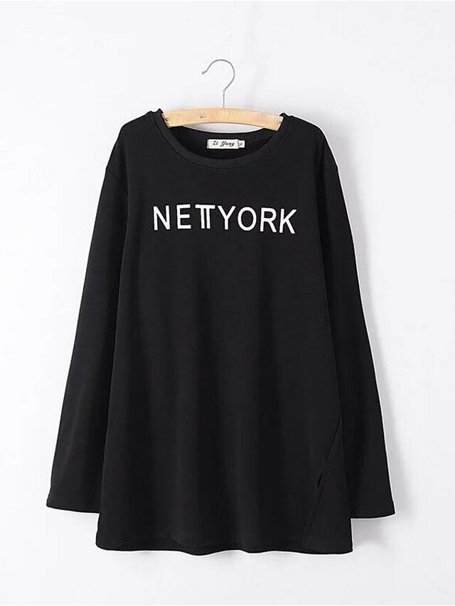  Women's Daily Sweatshirt Solid Round Neck Micro-elastic Polyester Long Sleeve Winter