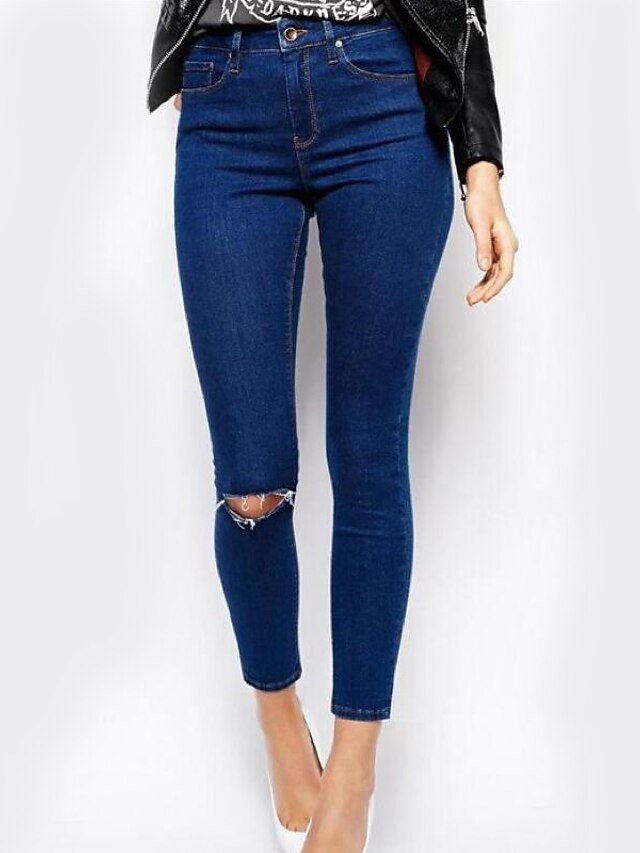  Women's Skinny / Jeans Pants - Solid Colored High Rise / Fall / Winter
