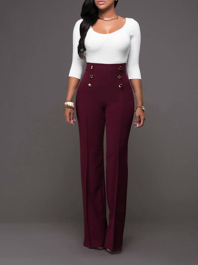 Mujer Simple Pre-Mamá Tiro Alto Corte Recto / Chinos Pantalones - Un Color  / Trabajo 5465459 2022 – $16.94
