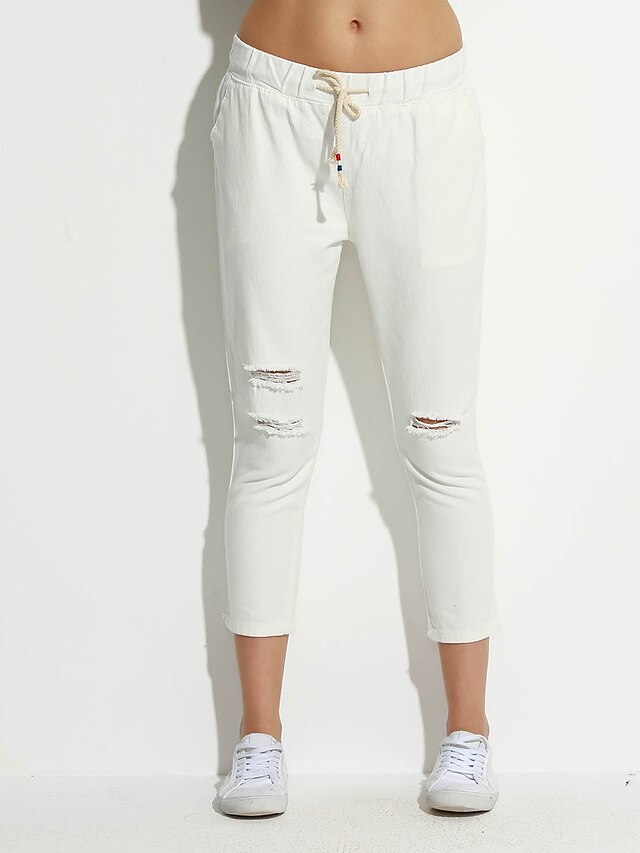  Dame Simple Bomuld Skinny / Jeans Bukser Ensfarvet