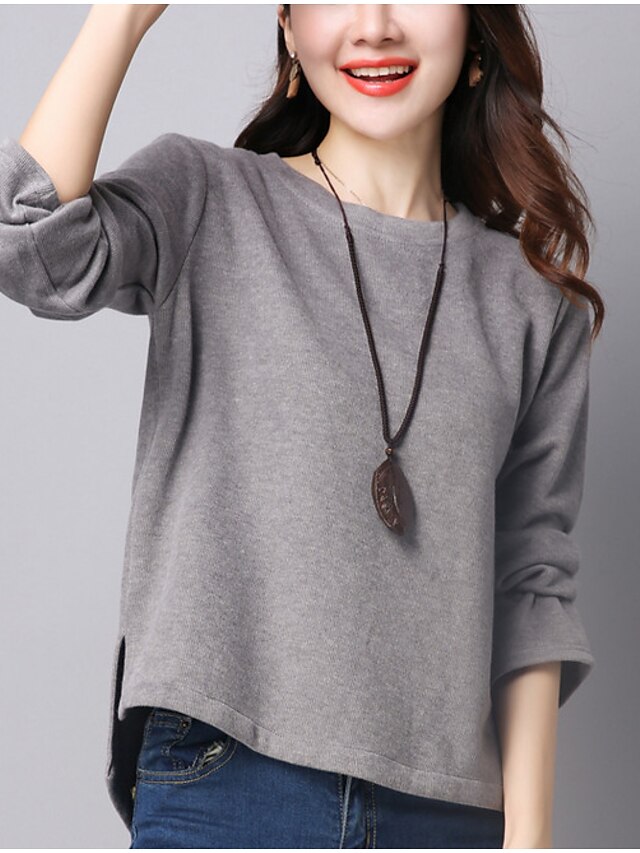  Women's Long Sleeves Pullover - Solid