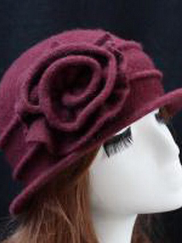  Cloche قبعة نسائية لون سادة نسائي صوف / الخريف / الشتاء
