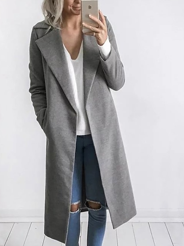  Dámské Jednobarevné Vintage Kabát
