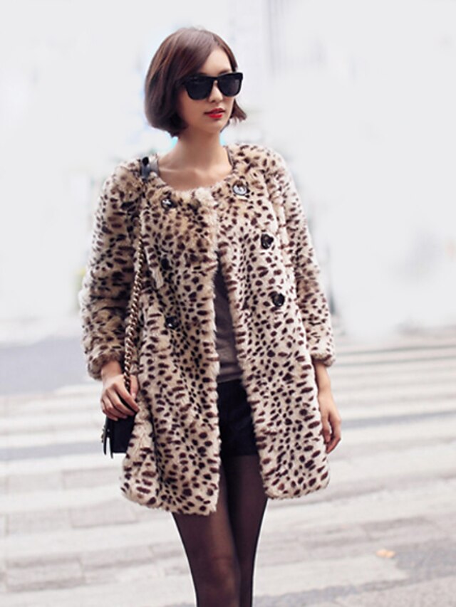  Women's Daily Street chic Fur Coat