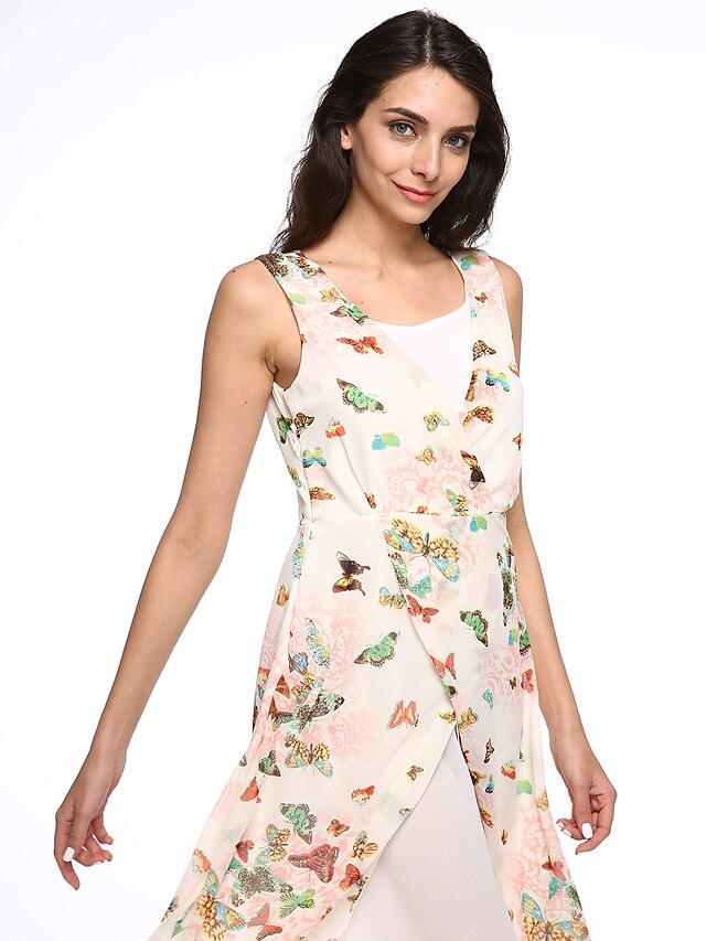  Women's Casual/Print Inelastic Sleeveless Maxi Dress (Chiffon)