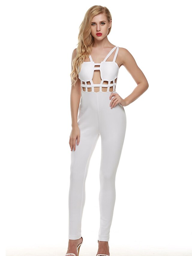  Women's Daily Club Casual Sexy Solid Strap Jumpsuits