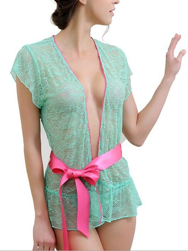  Pentru femei Dantelă Sexy Ultra Sexy Pijamale Mată Verde Mărime unică / În V