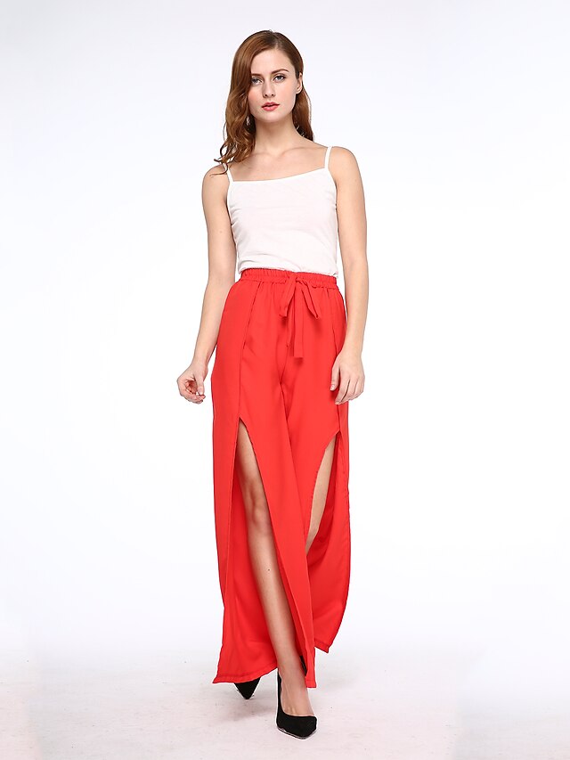  Women's Color Block Split Backless Wide Leg Casual Loose Jumpsuits,Sexy / Street chic Strap Sleeveless