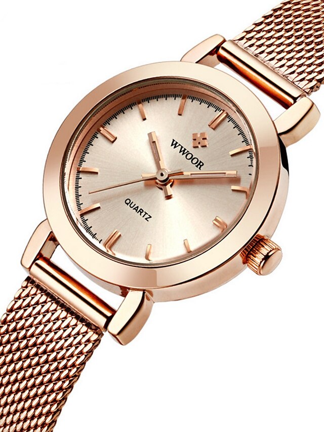  WWOOR Women's Luxury Watches Wrist Watch Quartz Stainless Steel Silver / Gold / Rose Gold Water Resistant / Waterproof Analog Ladies Charm Luxury Casual Fashion - Silver Pink Rose Gold Two Years