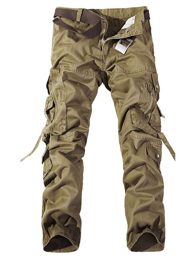  Bărbați Activ Mărime Plus Size Bumbac Drept / Pantaloni Chinos Pantaloni - Mată Verde Militar / Toamnă / Iarnă