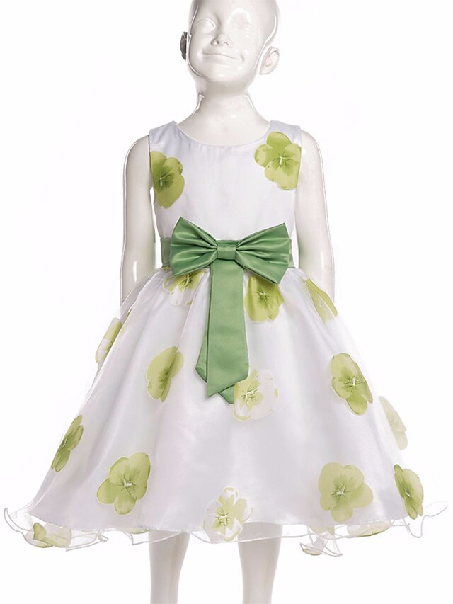  Girls' Floral Bow Going out Floral Print Sleeveless Dress