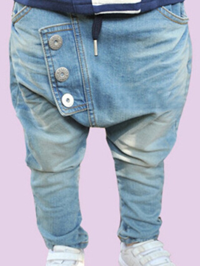  Spodnie-Chłopca-Lato / Wiosna / Jesień-Jendolity kolor-Jeans