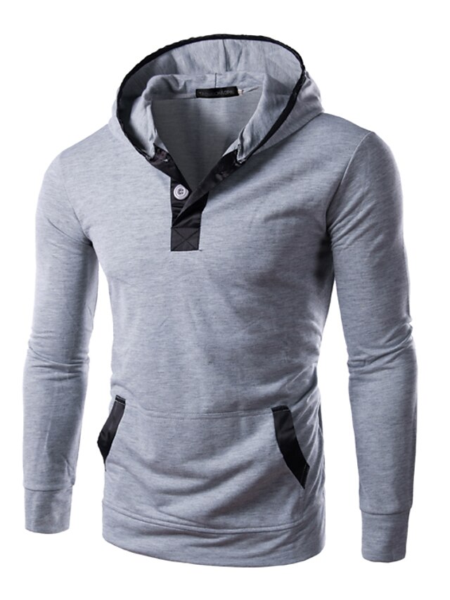  Men's Casual Long Sleeves Hoodie - Solid Colored Turtleneck