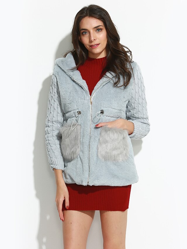  Women's Solid Colored Rabbit Fur / Faux Fur Beige / Gray / Brown