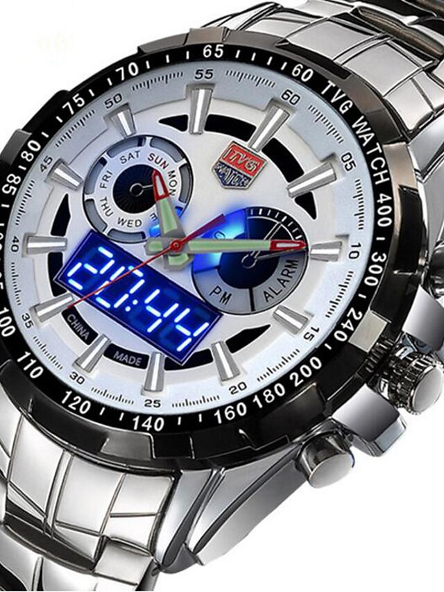  Homens Relógio Esportivo Relógio Militar Relógio de Pulso Quartzo Digital Amuleto Calendário Cores Múltiplas Analógico-Digital - Branco Preto Azul Dois anos Ciclo de Vida da Bateria / Aço Inoxidável